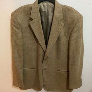 Oscar De La Renta Silk/Wool Blend Houndstooth Blazer, 42R,